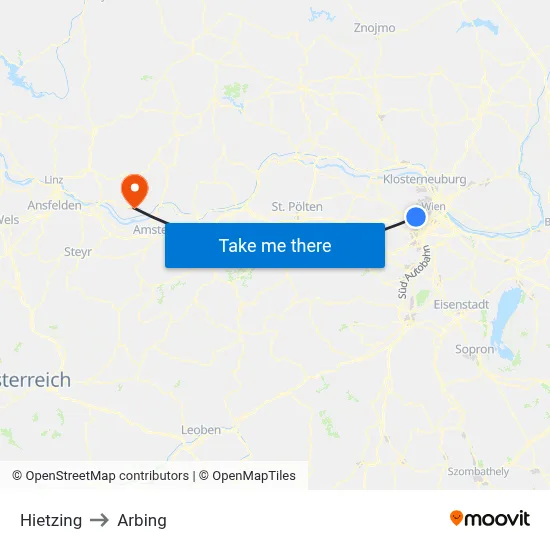 Hietzing to Arbing map