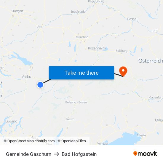 Gemeinde Gaschurn to Bad Hofgastein map