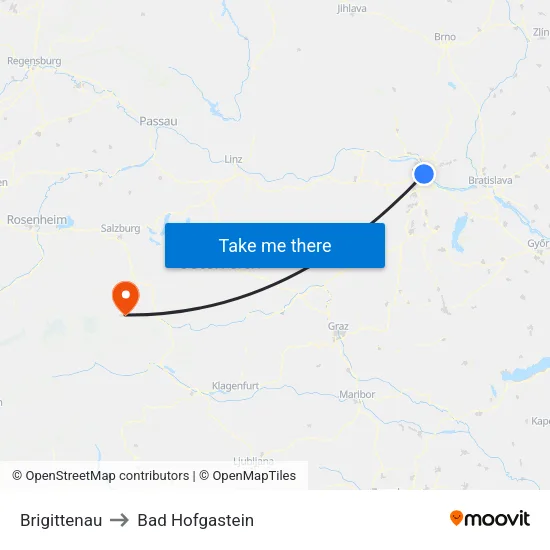 Brigittenau to Bad Hofgastein map