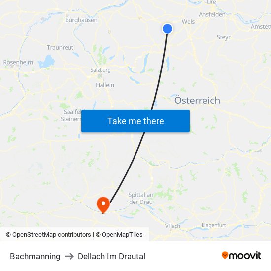 Bachmanning to Dellach Im Drautal map