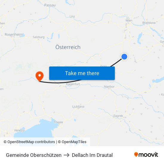 Gemeinde Oberschützen to Dellach Im Drautal map