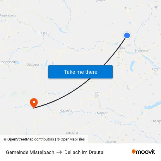 Gemeinde Mistelbach to Dellach Im Drautal map