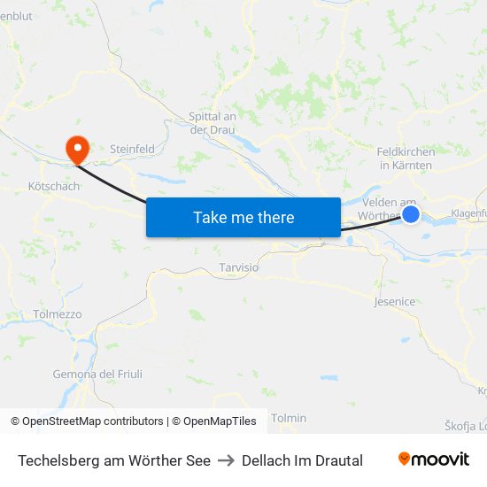 Techelsberg am Wörther See to Dellach Im Drautal map