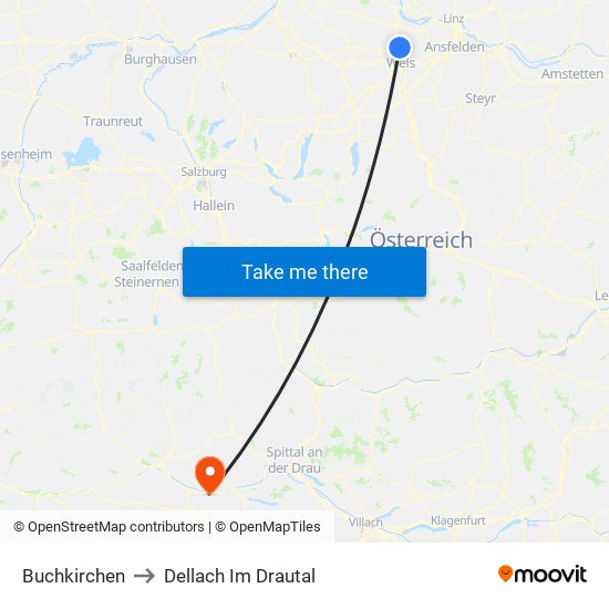 Buchkirchen to Dellach Im Drautal map