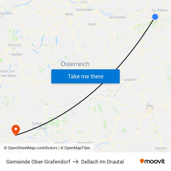 Gemeinde Ober-Grafendorf to Dellach Im Drautal map