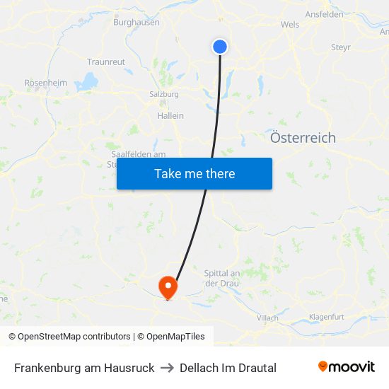 Frankenburg am Hausruck to Dellach Im Drautal map