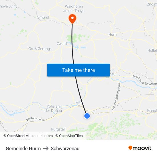 Gemeinde Hürm to Schwarzenau map