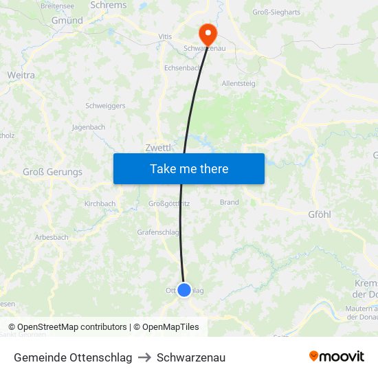 Gemeinde Ottenschlag to Schwarzenau map