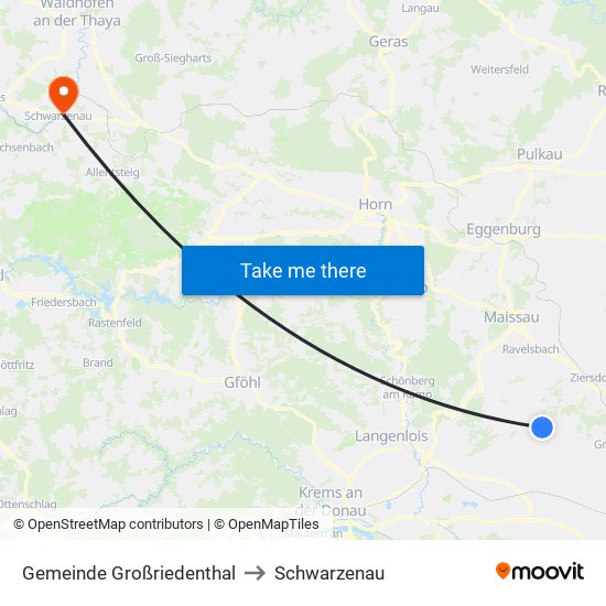 Gemeinde Großriedenthal to Schwarzenau map