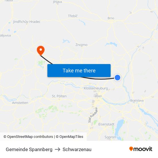Gemeinde Spannberg to Schwarzenau map