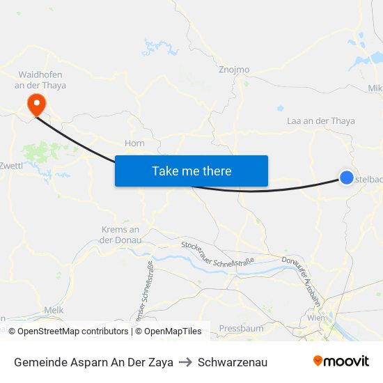 Gemeinde Asparn An Der Zaya to Schwarzenau map