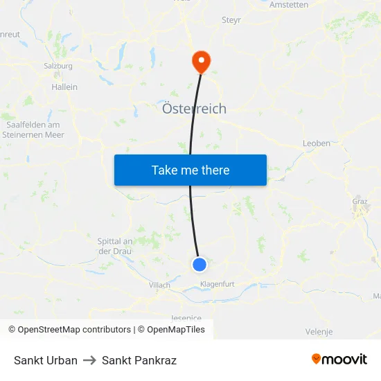 Sankt Urban to Sankt Pankraz map