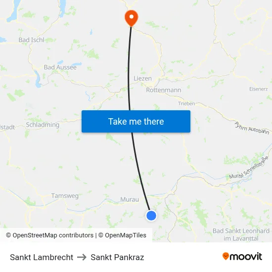 Sankt Lambrecht to Sankt Pankraz map