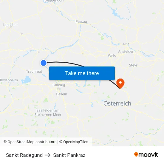 Sankt Radegund to Sankt Pankraz map