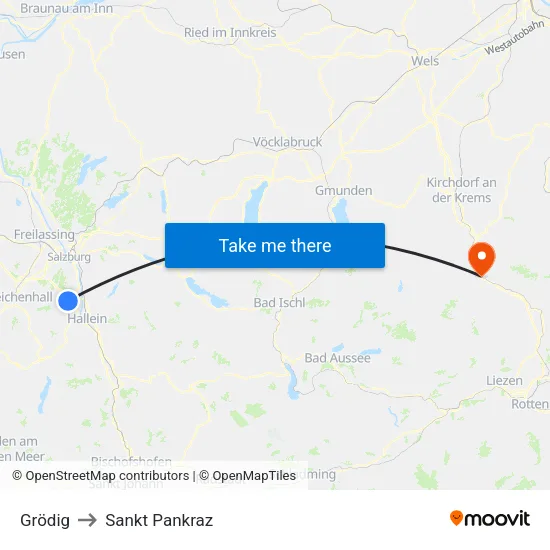 Grödig to Sankt Pankraz map