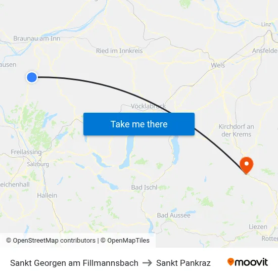 Sankt Georgen am Fillmannsbach to Sankt Pankraz map