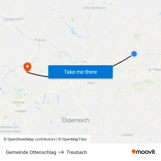 Gemeinde Ottenschlag to Treubach map