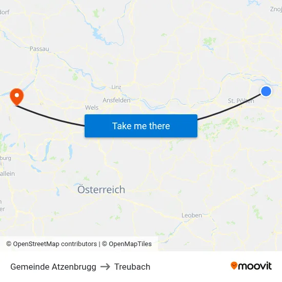 Gemeinde Atzenbrugg to Treubach map