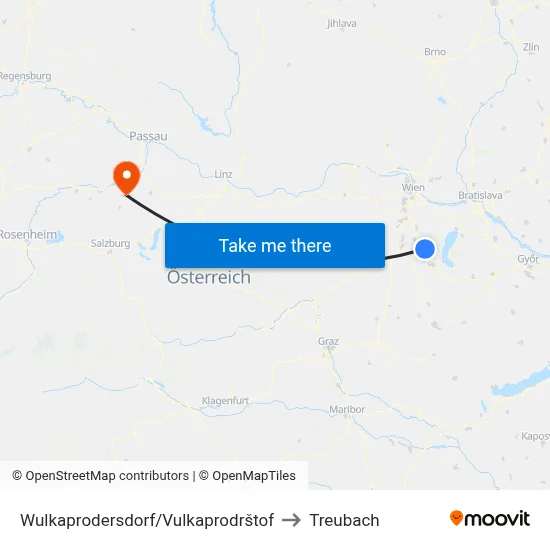 Wulkaprodersdorf/Vulkaprodrštof to Treubach map