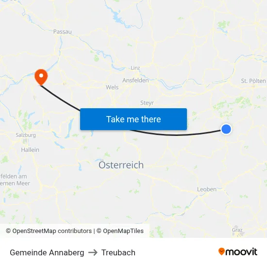 Gemeinde Annaberg to Treubach map