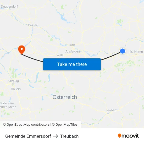 Gemeinde Emmersdorf to Treubach map