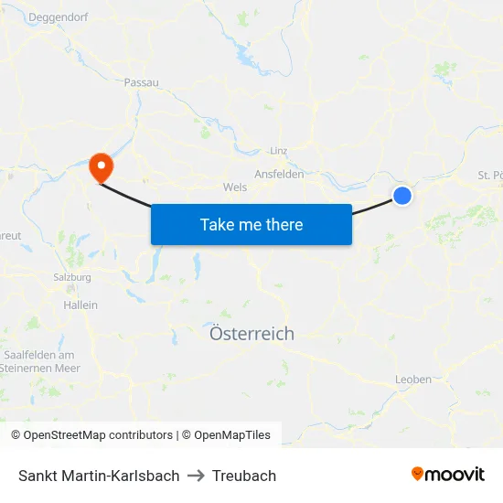 Sankt Martin-Karlsbach to Treubach map