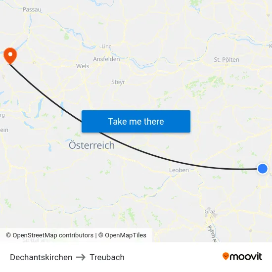 Dechantskirchen to Treubach map