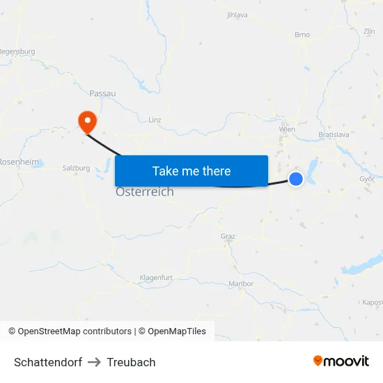 Schattendorf to Treubach map