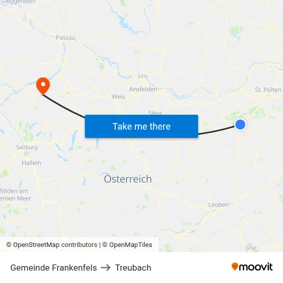 Gemeinde Frankenfels to Treubach map