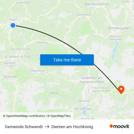 Gemeinde Schwendt to Dienten am Hochkönig map