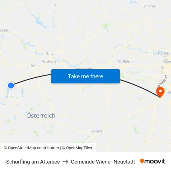 Schörfling am Attersee to Gemeinde Wiener Neustadt map