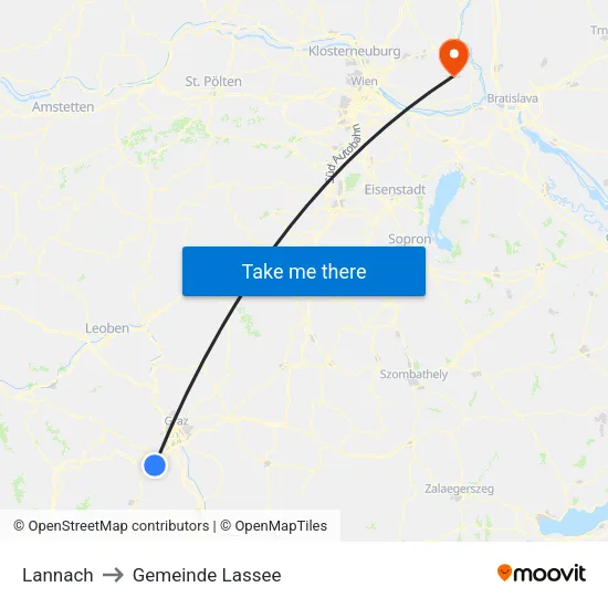 Lannach to Gemeinde Lassee map