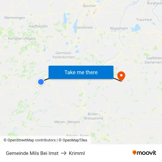 Gemeinde Mils Bei Imst to Krimml map