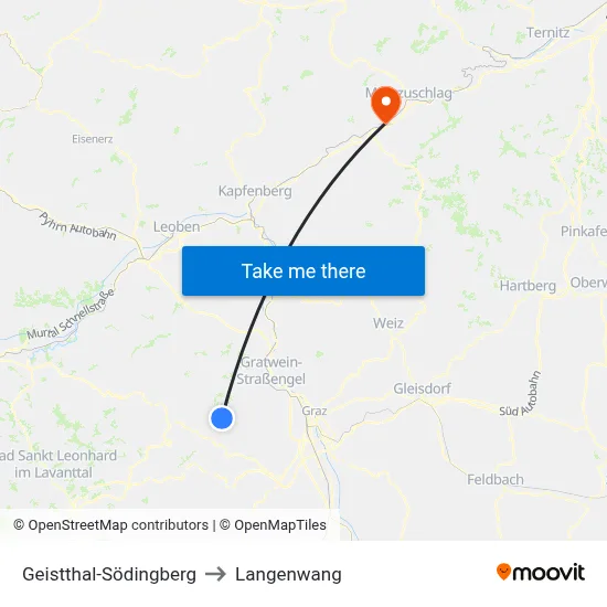 Geistthal-Södingberg to Langenwang map