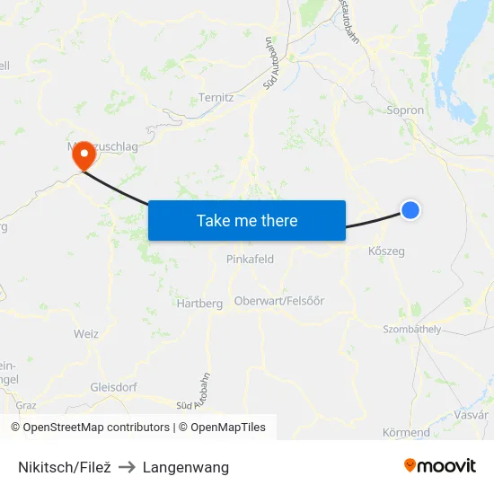 Nikitsch/Filež to Langenwang map