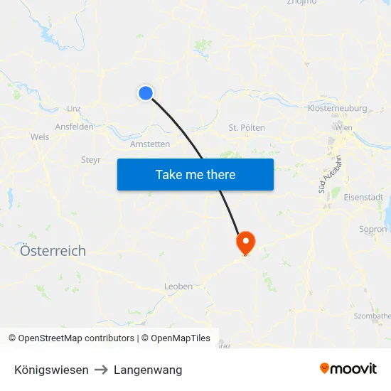 Königswiesen to Langenwang map