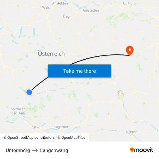 Unternberg to Langenwang map