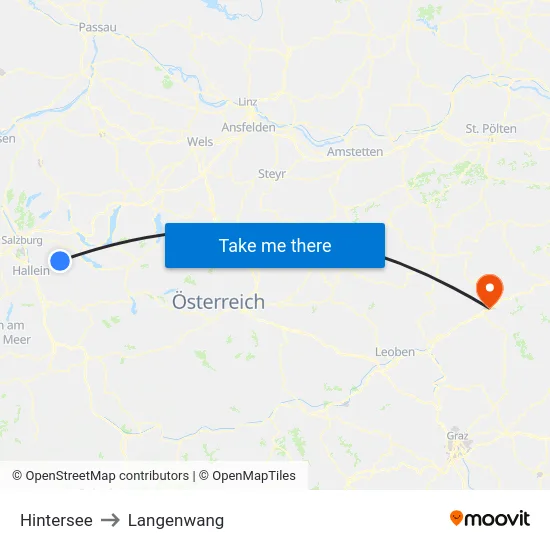 Hintersee to Langenwang map