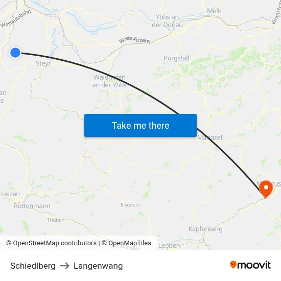 Schiedlberg to Langenwang map