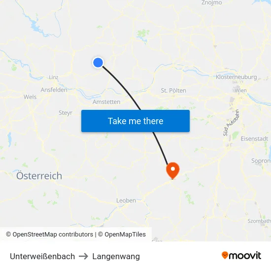 Unterweißenbach to Langenwang map