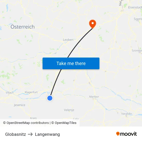 Globasnitz to Langenwang map