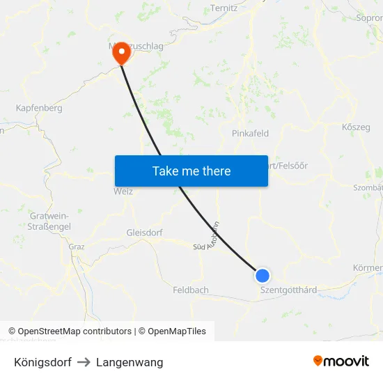 Königsdorf to Langenwang map