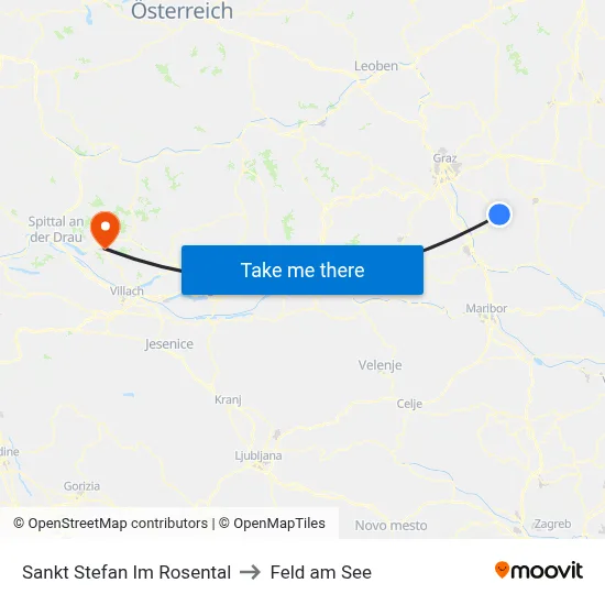 Sankt Stefan Im Rosental to Feld am See map