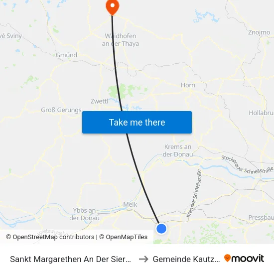 Sankt Margarethen An Der Sierning to Gemeinde Kautzen map