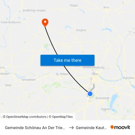 Gemeinde Schönau An Der Triesting to Gemeinde Kautzen map