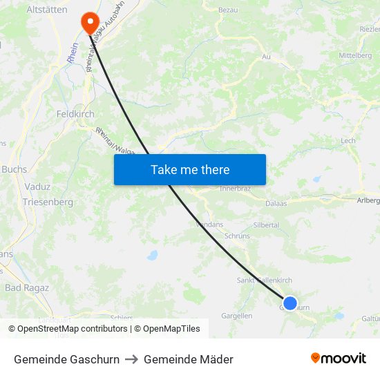Gemeinde Gaschurn to Gemeinde Mäder map