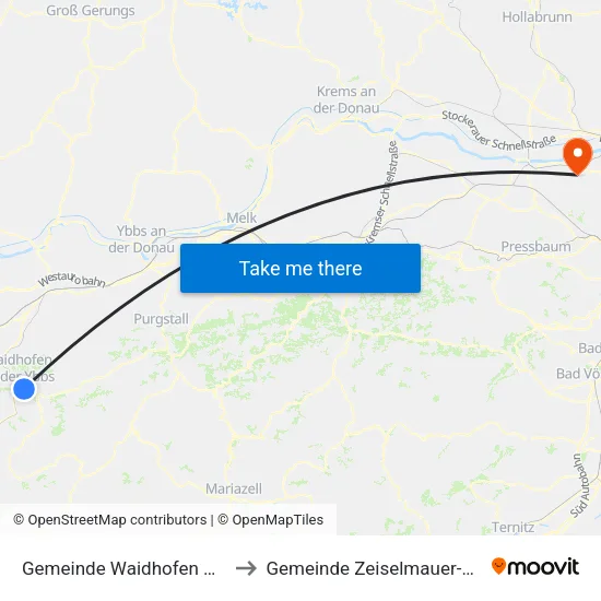 Gemeinde Waidhofen An Der Ybbs to Gemeinde Zeiselmauer-Wolfpassing map