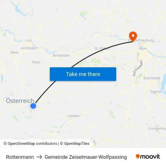 Rottenmann to Gemeinde Zeiselmauer-Wolfpassing map