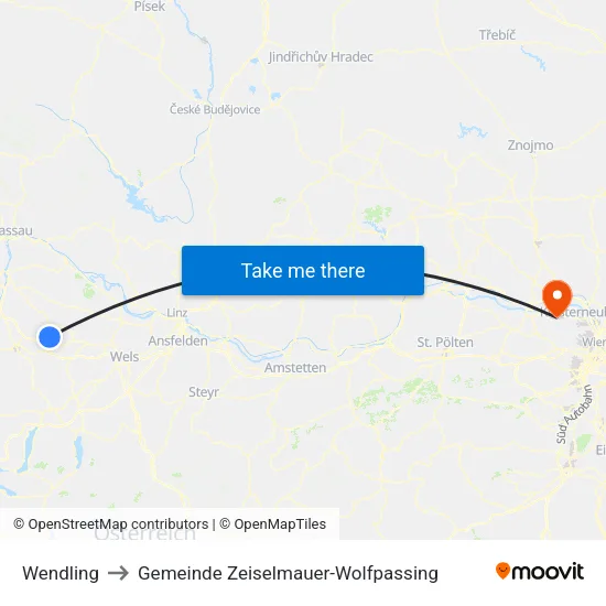Wendling to Gemeinde Zeiselmauer-Wolfpassing map