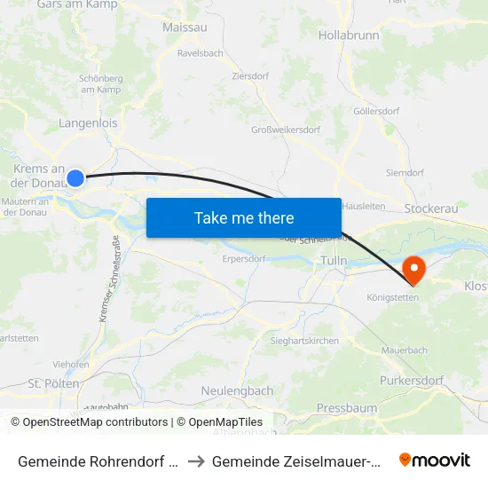 Gemeinde Rohrendorf Bei Krems to Gemeinde Zeiselmauer-Wolfpassing map